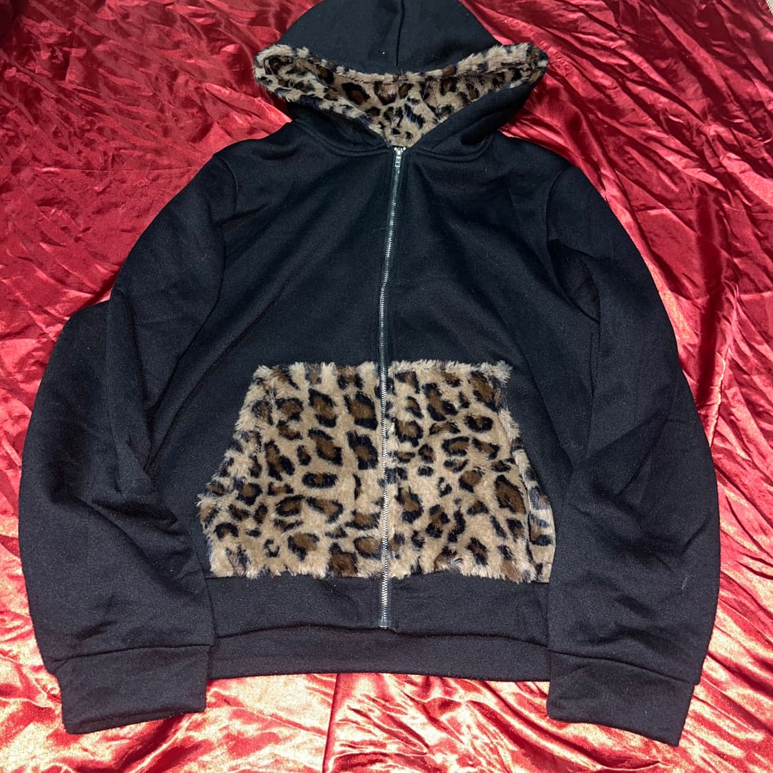 갸루 호피 후드집업 상품이미지1