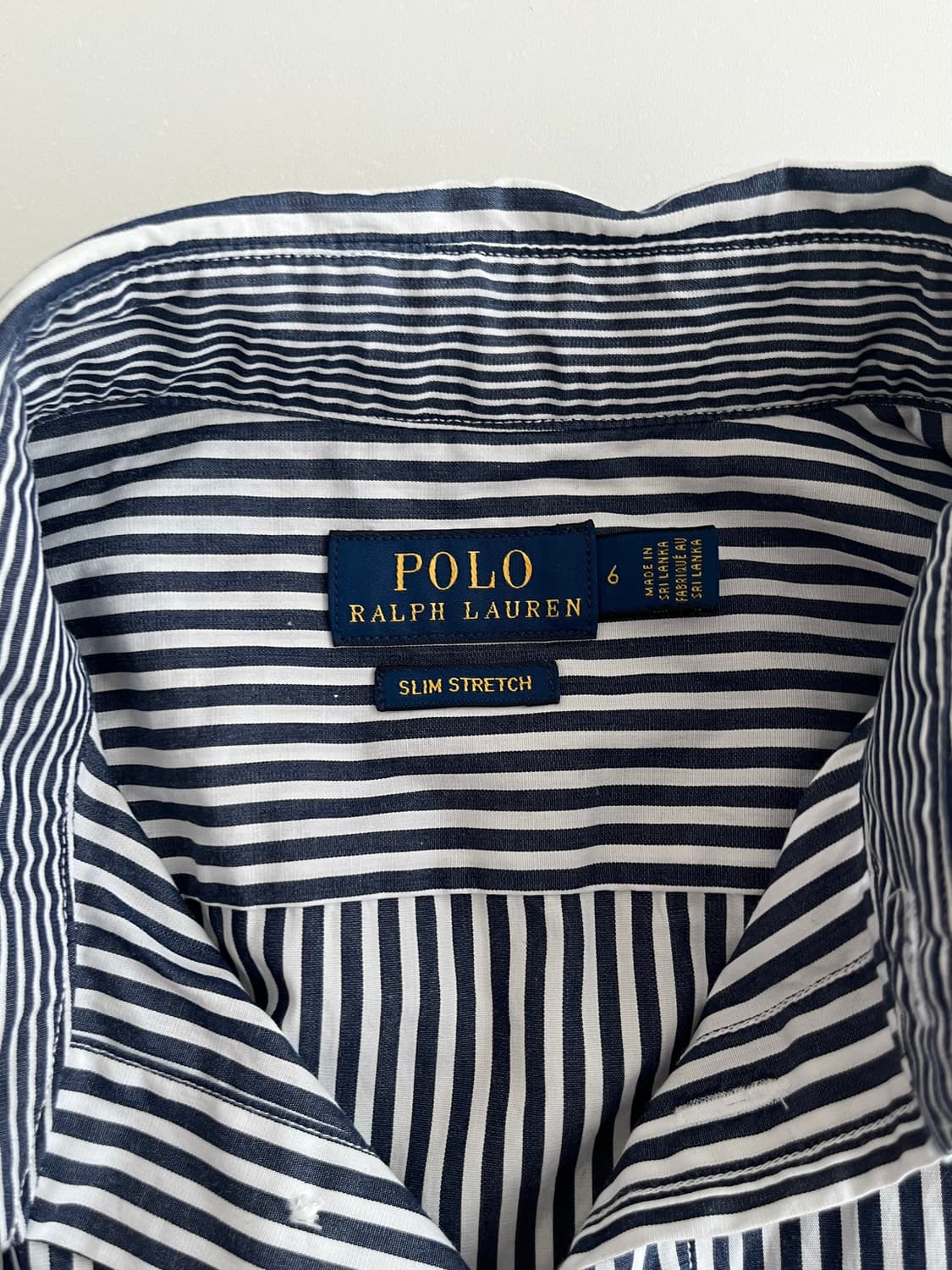 M) 폴로 랄프로렌 여성 슬림핏 스트라이프 셔츠 네이비 상품이미지4