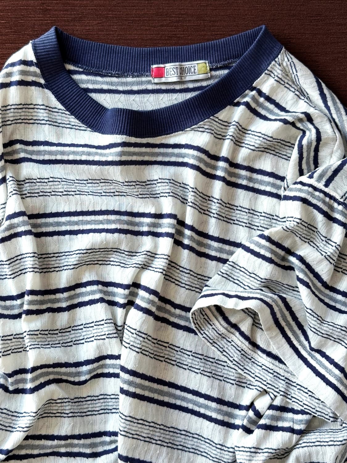 Cotton jacquard design stripe knit tee 상품이미지1