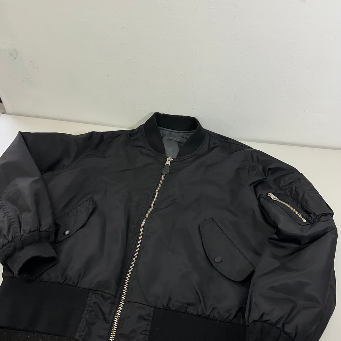 M-L 제멋 블랙 오버핏 누빔 MA-1 항공점퍼 상품이미지1