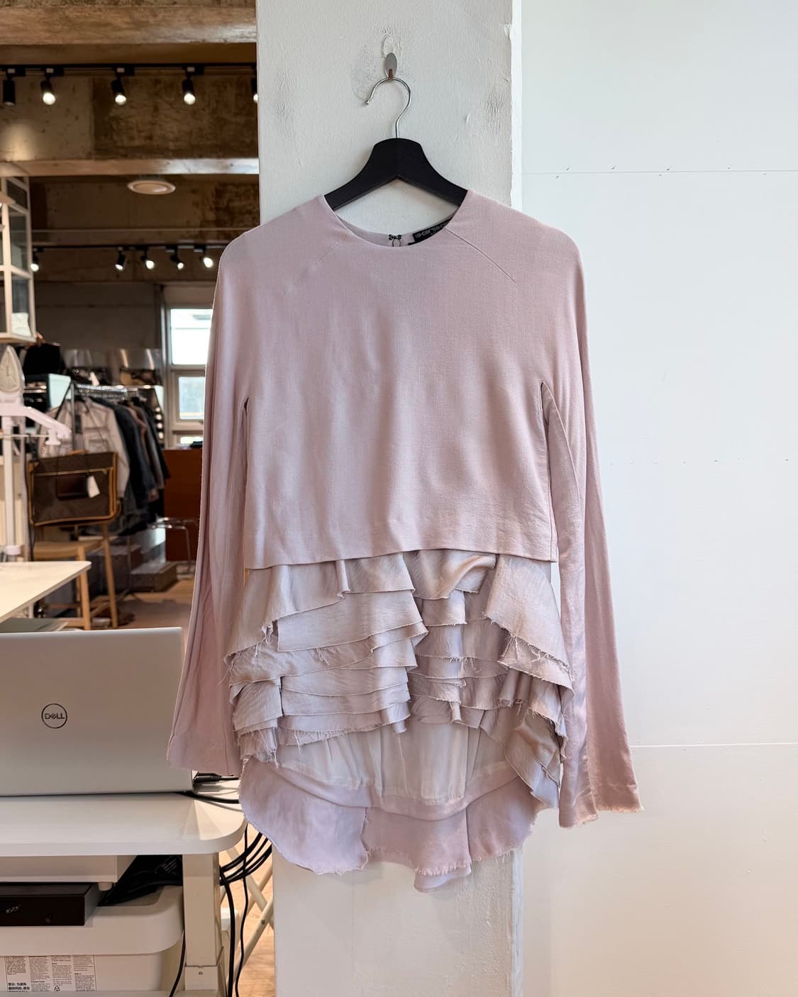 하이더 아커만 핑크 레이온 프릴 레이어드 티셔츠  상품이미지2