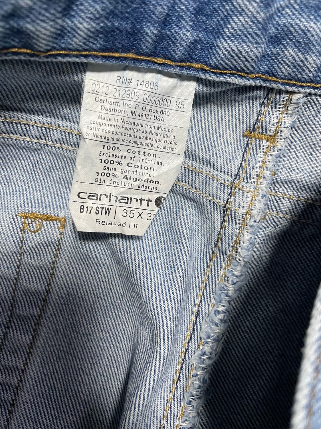 칼하트 B17 데님 35x32 상품이미지4