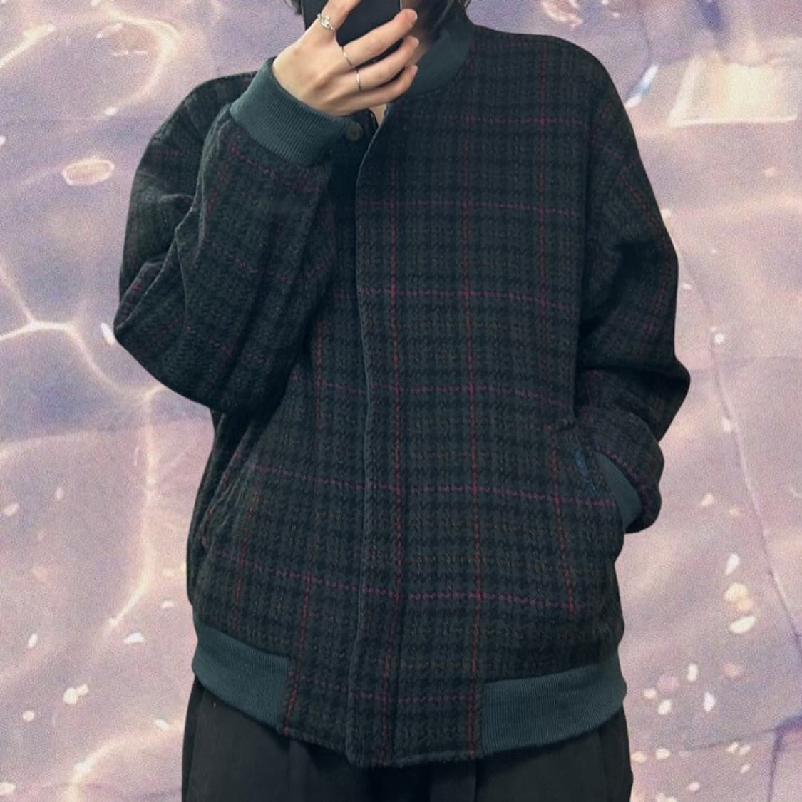 런던포그 리버시블 스웨이드 울 체크 블루종 자켓 점퍼 100 L  상품이미지3