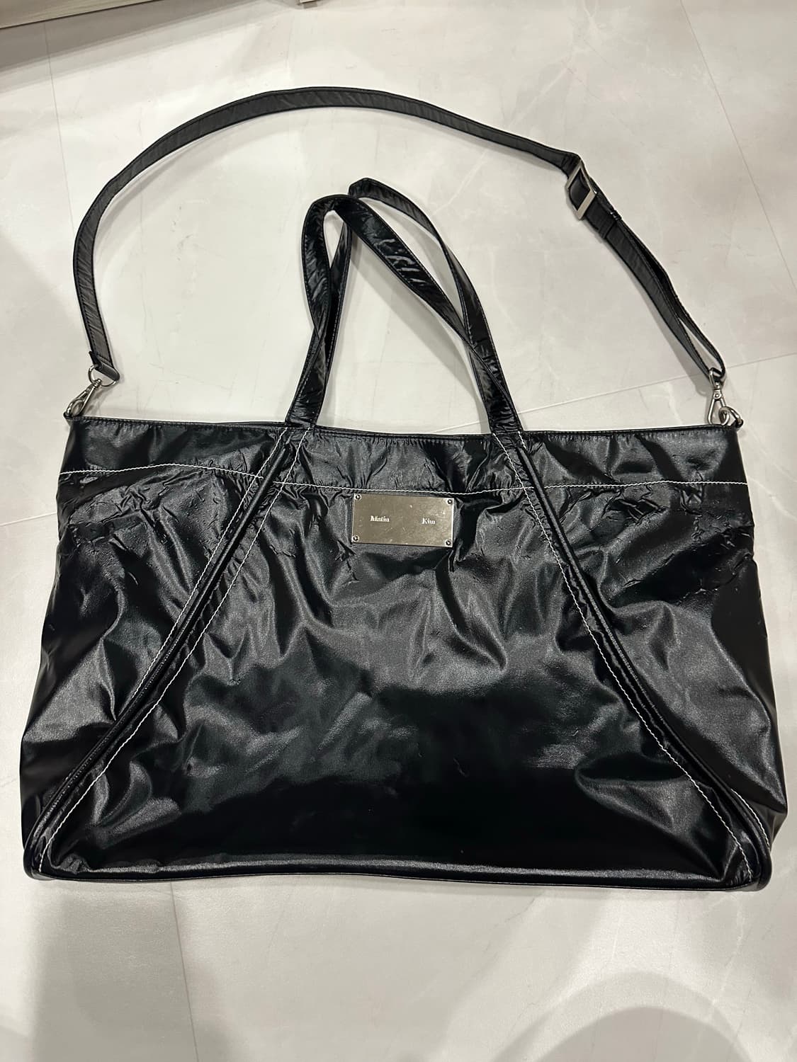 [F]마뗑킴 토트백 코팅백 가방 숄더백 블랙 상품이미지1