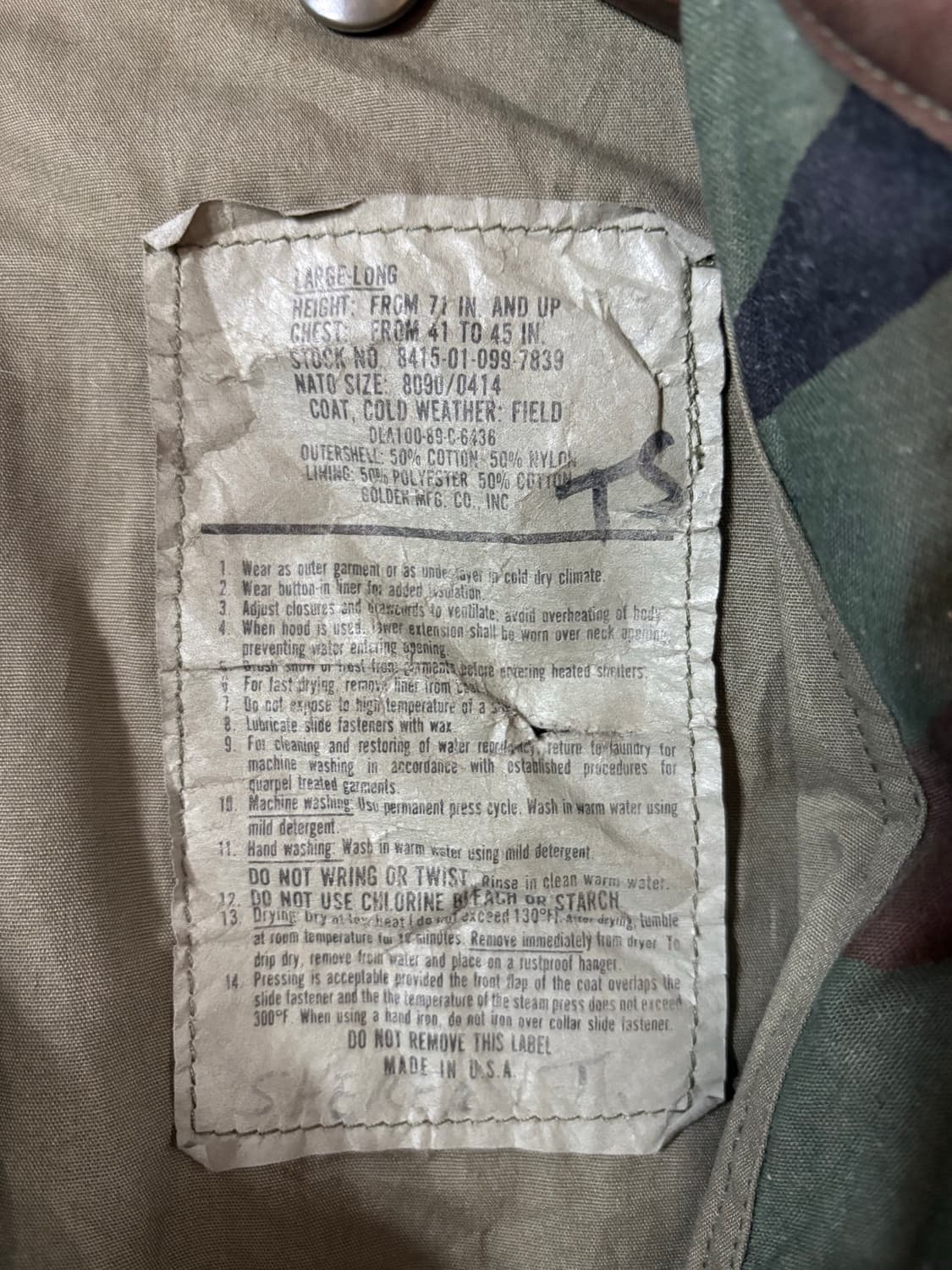 80‘s U.S Army Woodland Camo M-65 Field   상품이미지5