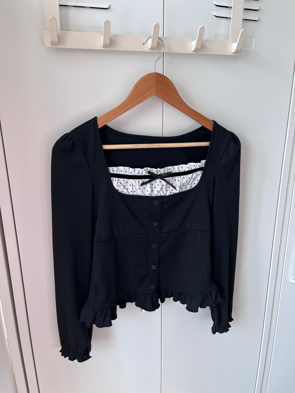 Dazy 도트 셔링 레이어드 러블리 롱 슬리브 상품이미지7