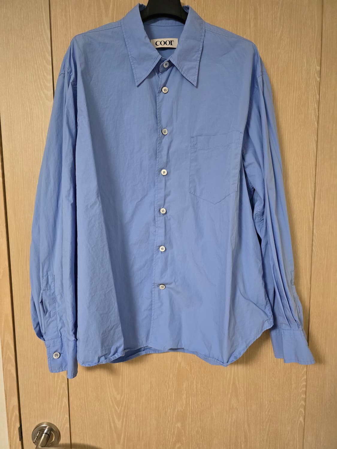 COOR 에센셜 워시트 코튼셔츠 스카이블루 상품이미지3