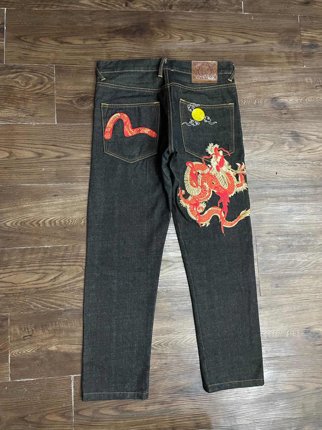 에비수 재팬 용자수 레드 드래곤 자수 데님 팬츠 상품이미지1