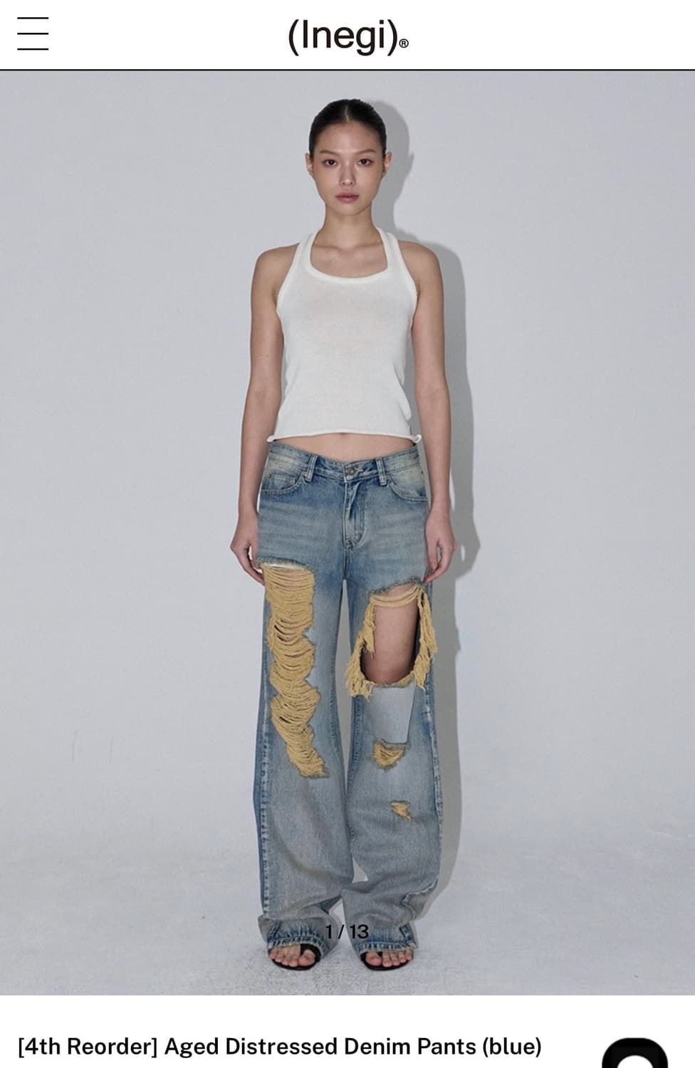 (구해요) 이네기 Aged Distressed Denim Pants(S) 상품이미지1