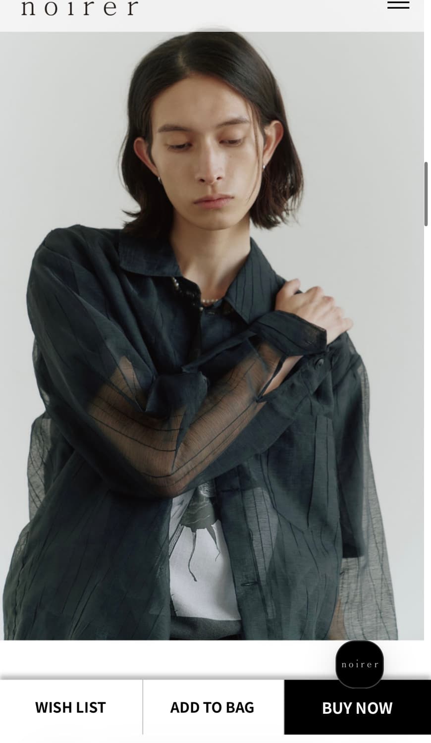 노이어 시스루 크링클 오간자 셔츠 50사이즈  상품이미지4