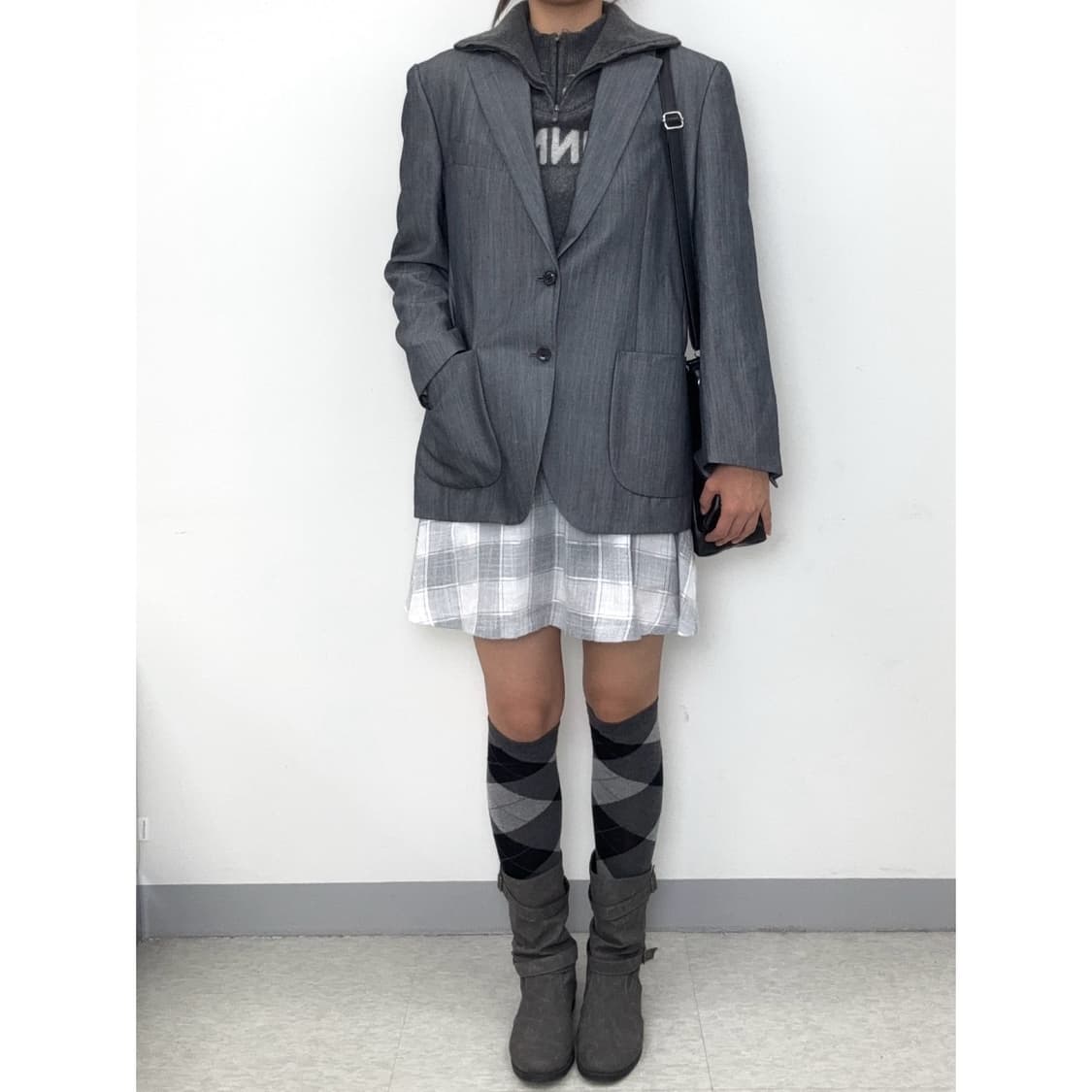 빈티지 그레이 울 블레이저 자켓 상품이미지2