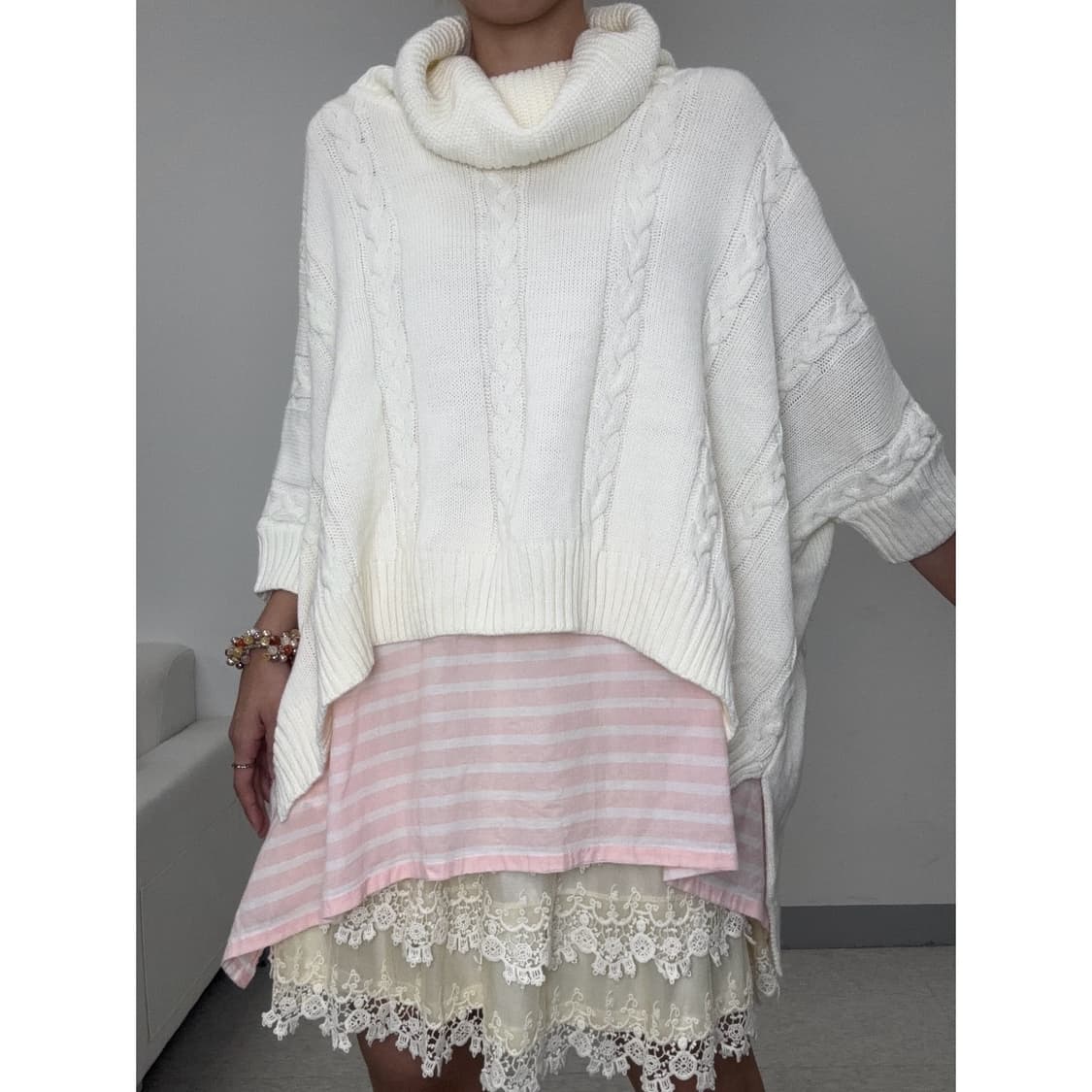 빈티지 핑크 레이어드 원피스 상품이미지5