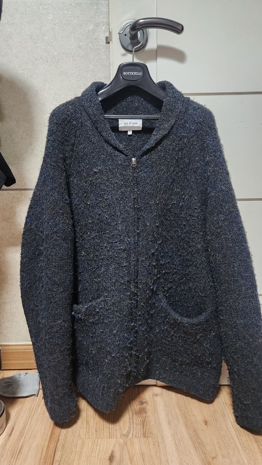 [L] 아트이프액츠 숄카라 집업 가디건 갤럭시네이비 옴므 후리스 니트 상품이미지8