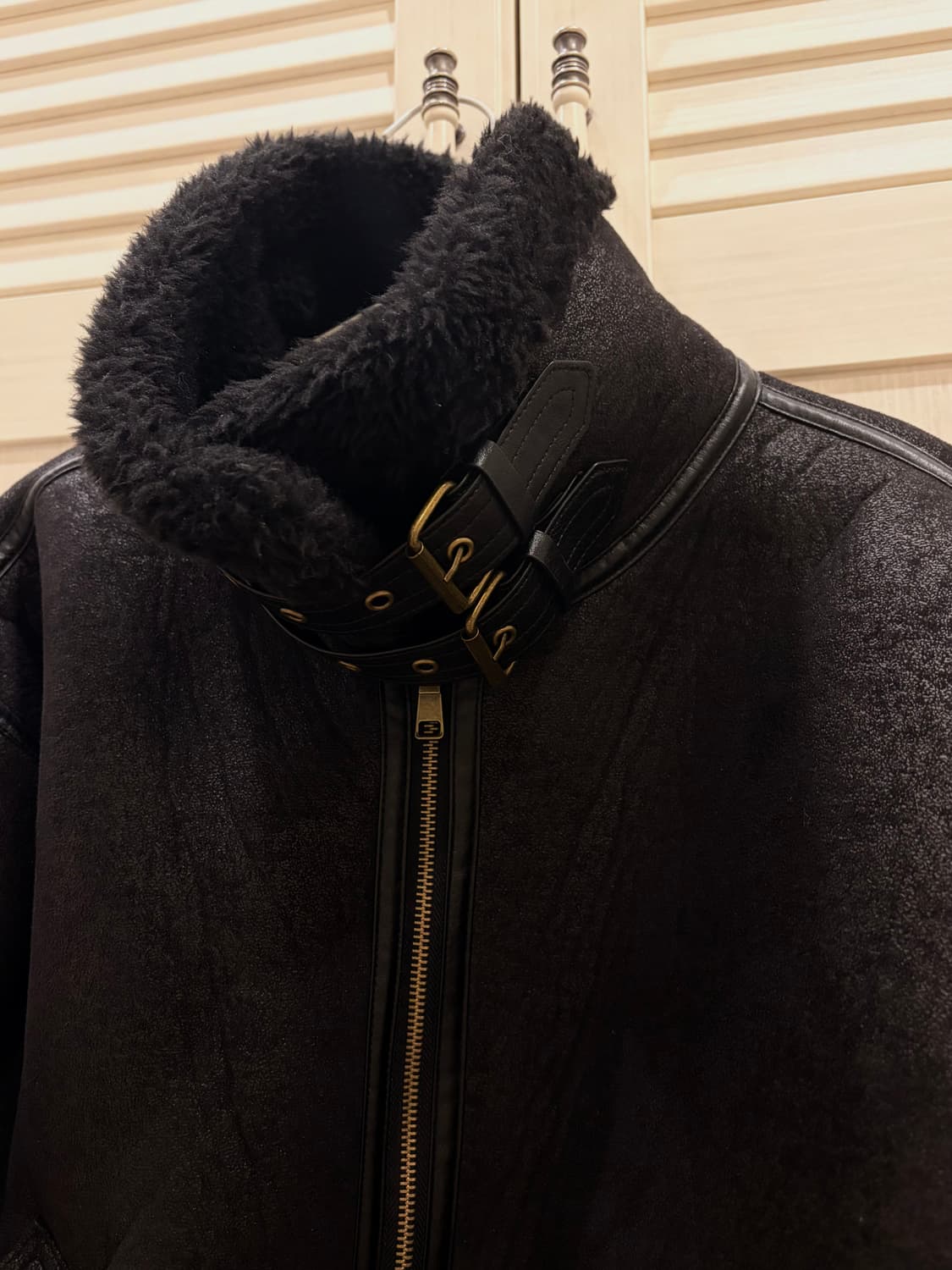 어텀 무스탕 자켓 블랙 상품이미지4