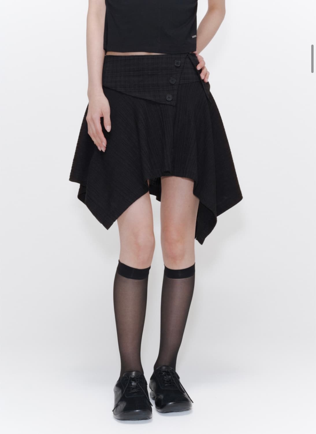 미세키서울 언발란스 미니 스커트 블랙 1 상품이미지3