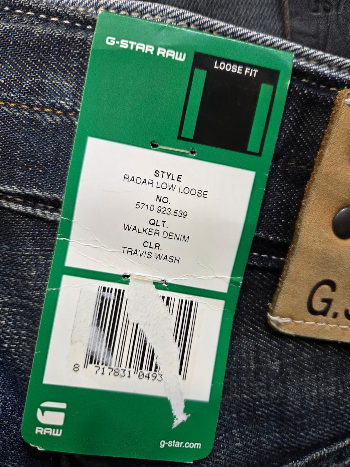 G-STAR 데님 워싱 청바지(W33/L32)새상품 /택없음 상품이미지6