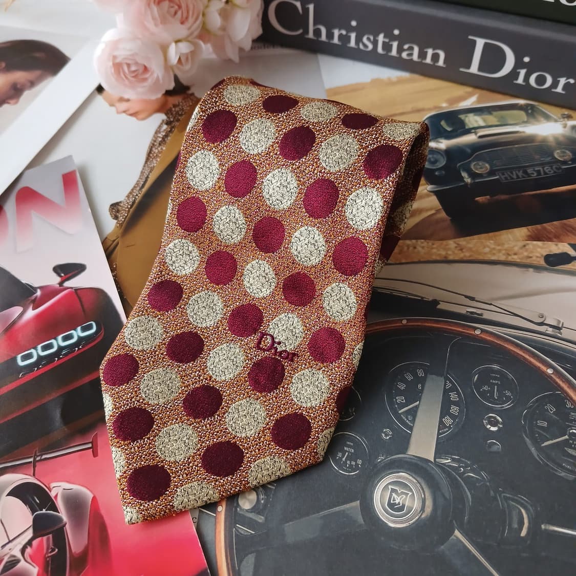 디올 실크 버건디 자카드 도트 넥타이 10cm A+등급 A19208
 상품이미지2