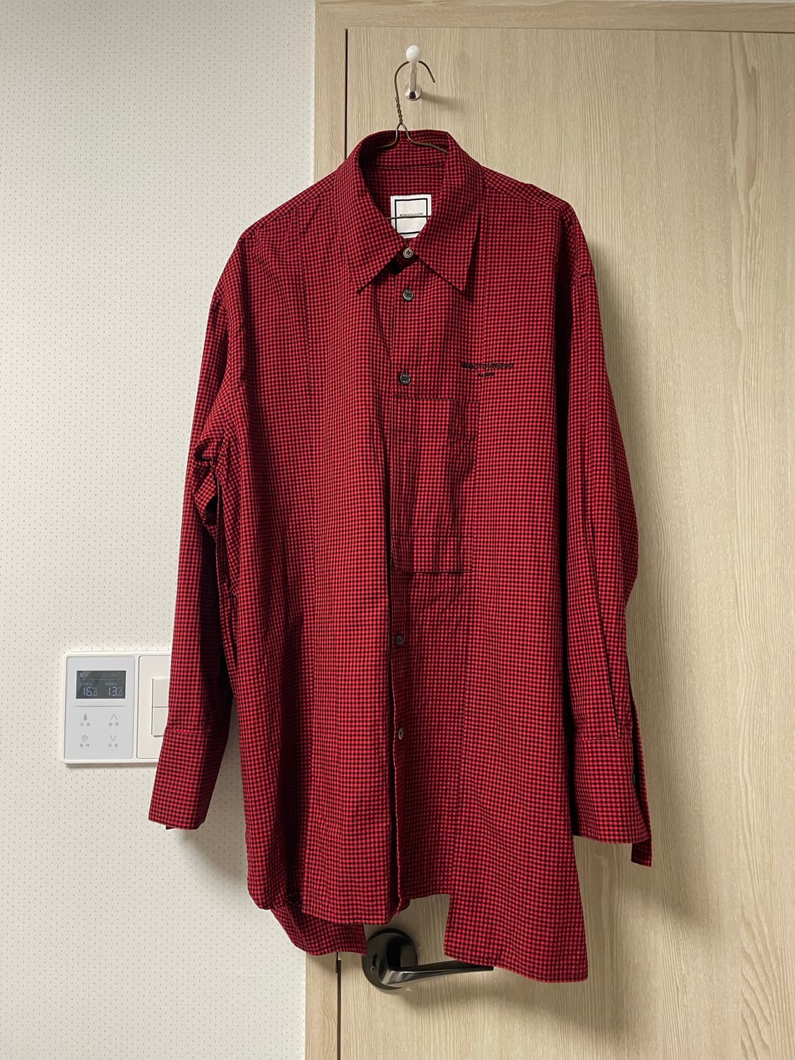 48사이즈, 우영미 레드 깅엄 레이어드 체크셔츠 상품이미지1