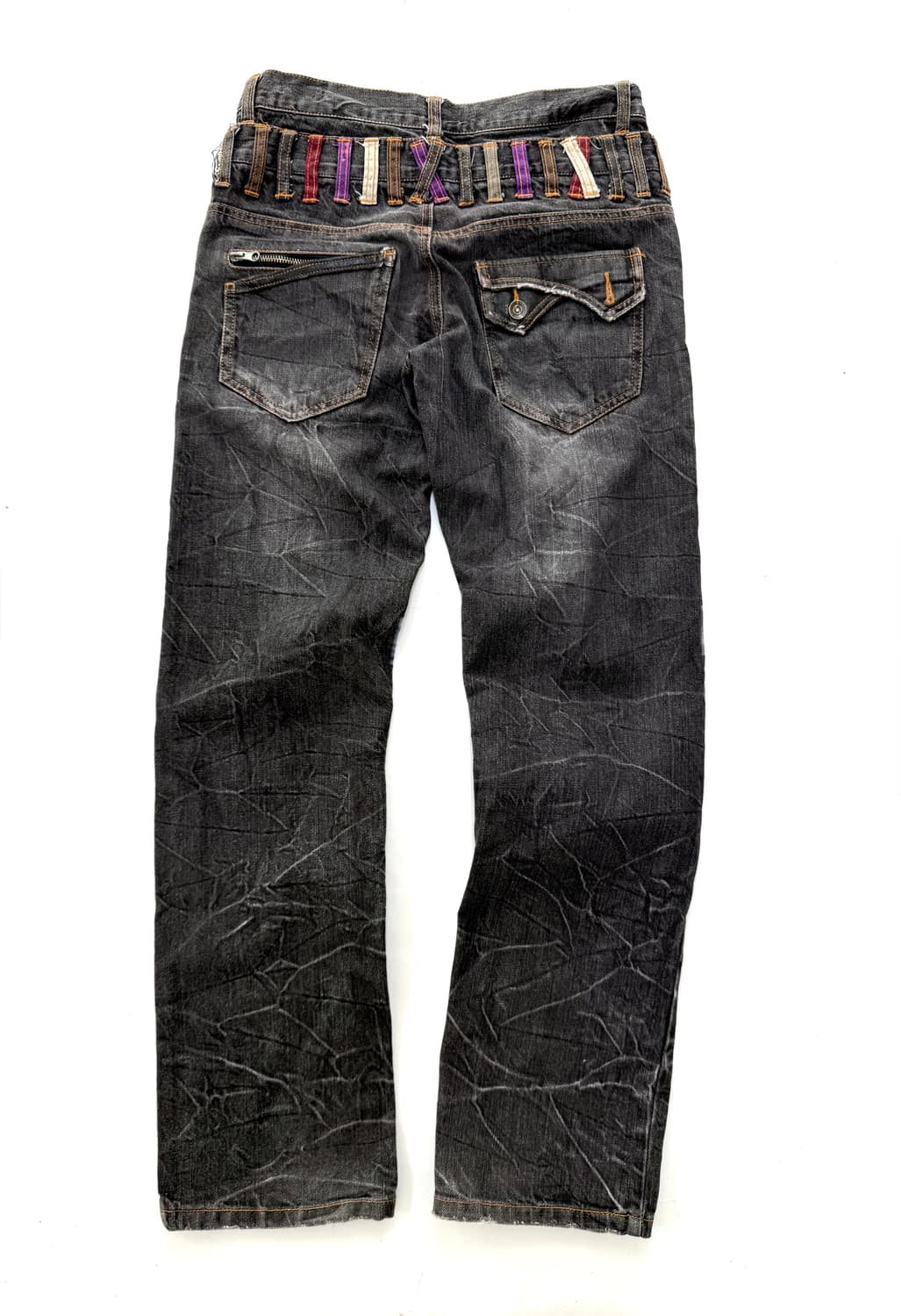 NYLAUS 멀티 벨트디테일 워싱 블랙 데님 팬츠 상품이미지6