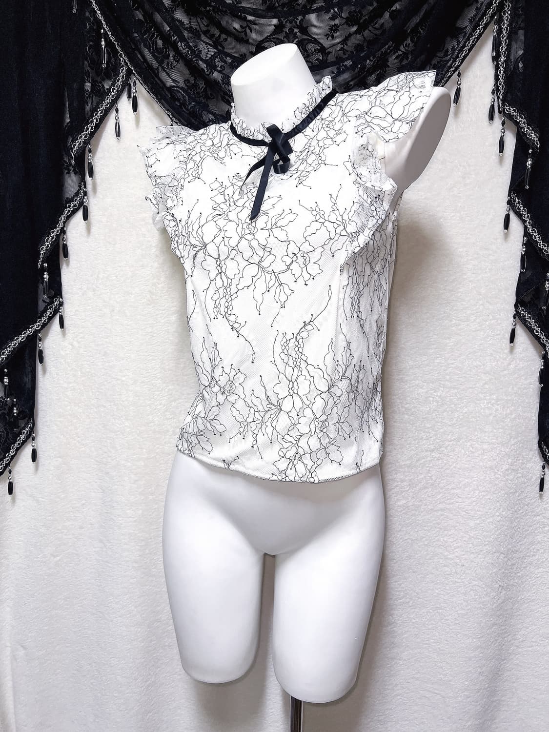 잉그니 ingni 프릴레이스 리본 블라우스 로걀탑 로맨틱갸루 양산형 핀터 상품이미지4