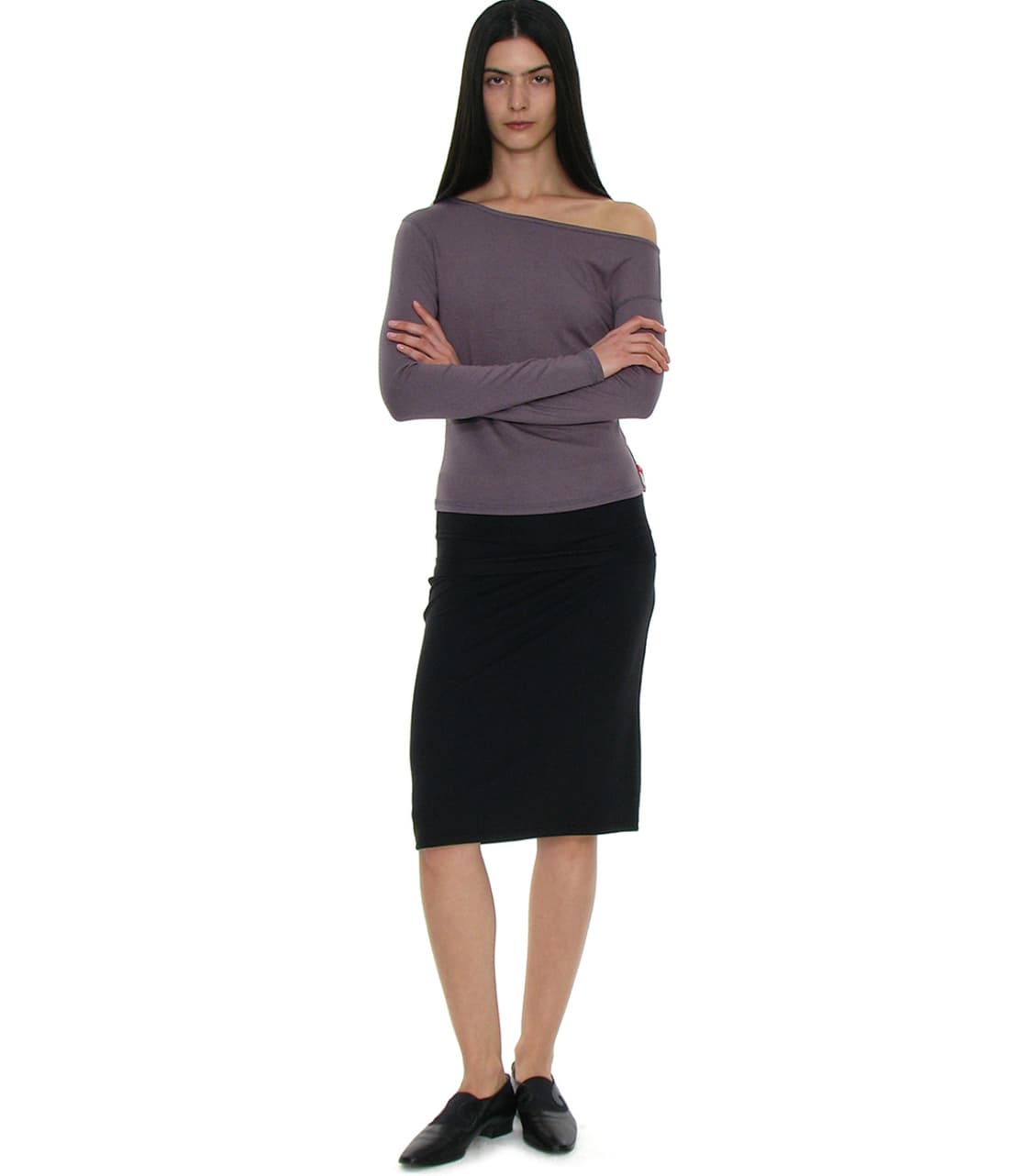 파르티멘토 우먼 PWC 폴딩 웨이스트 저지 미디스커트 블랙, M 상품이미지2