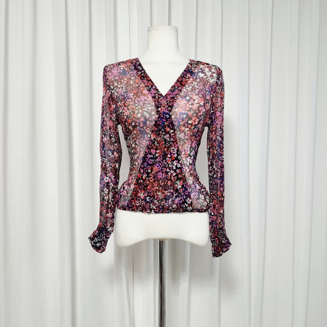 마쥬 maje 실크100 시스루 블라우스 (55/표기1) 상태최상 상품이미지1