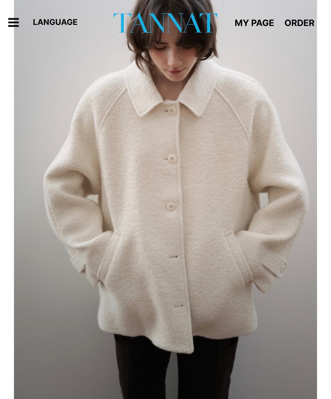타낫 알파카 하프 코트 퍼 레글런 아이보리 누아 리즈 릴리코츠 코드유  상품이미지6