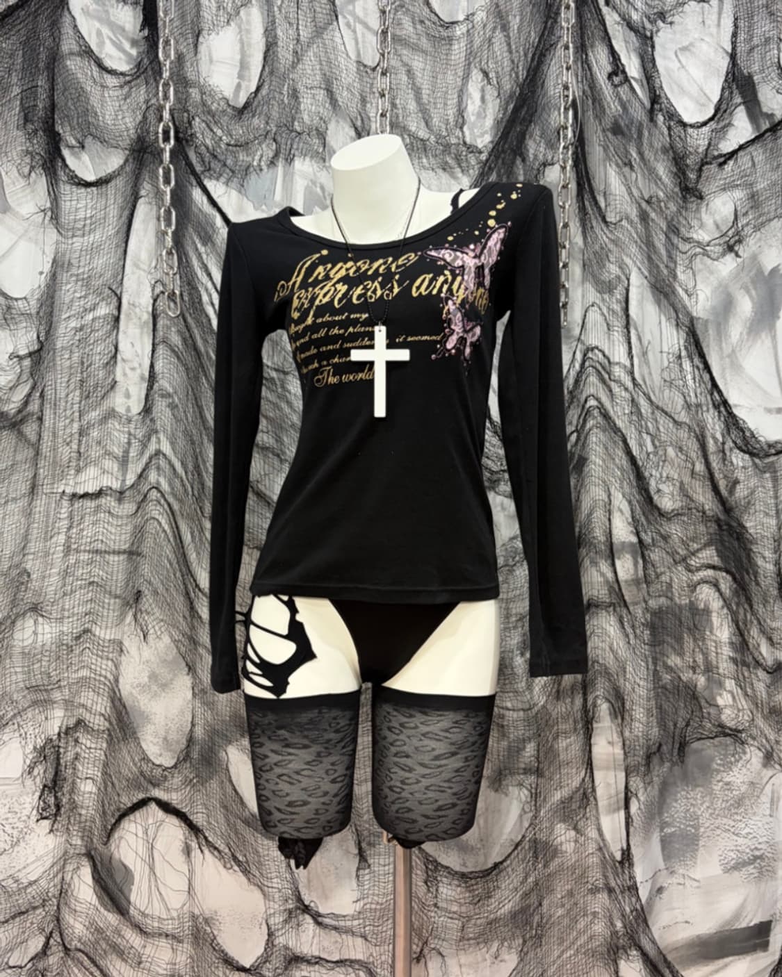 Y2K  Glitter cubic Butterfly long sleeve 상품이미지2