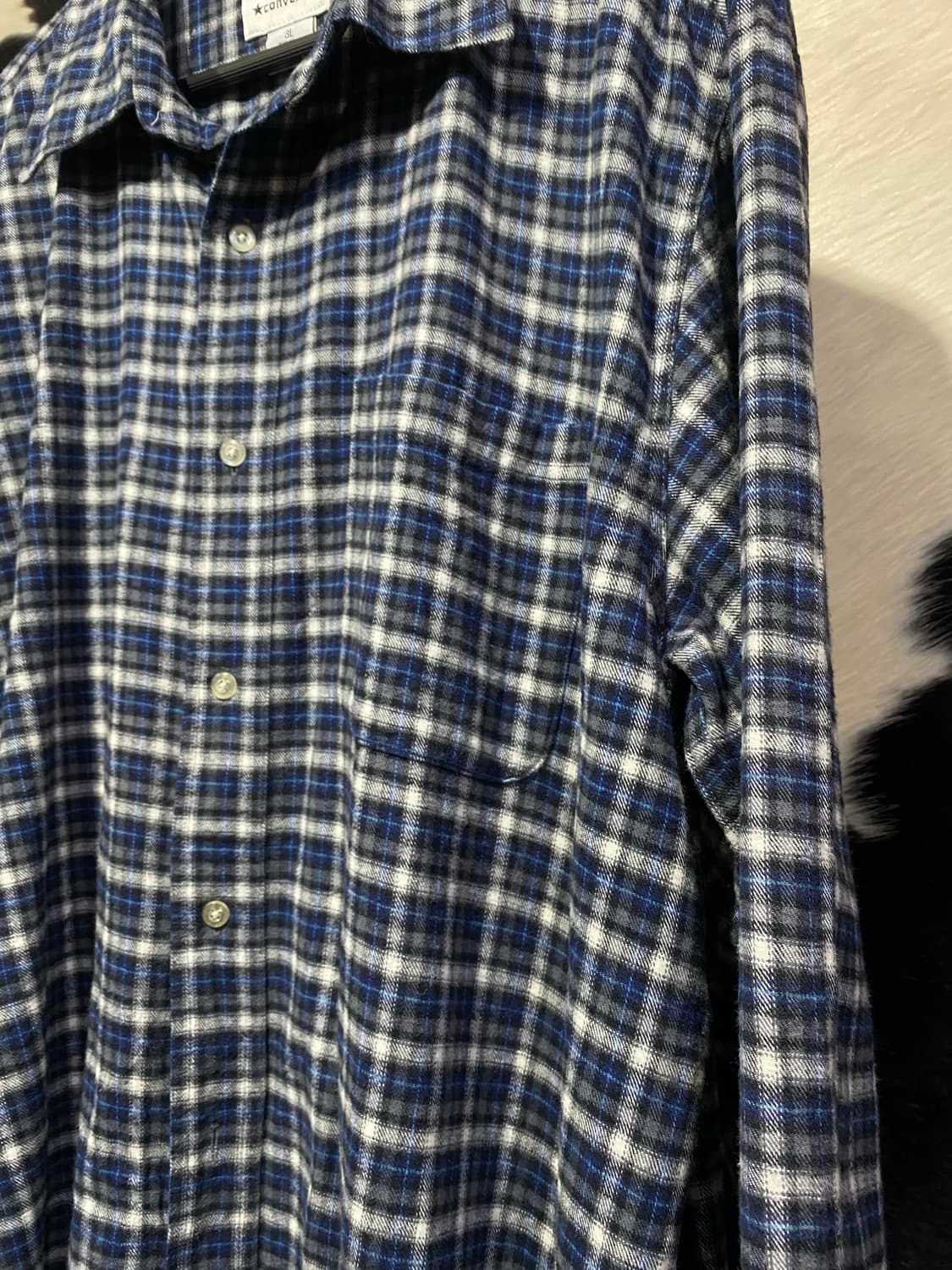 Converse 블루 포켓 체크 셔츠 상품이미지3