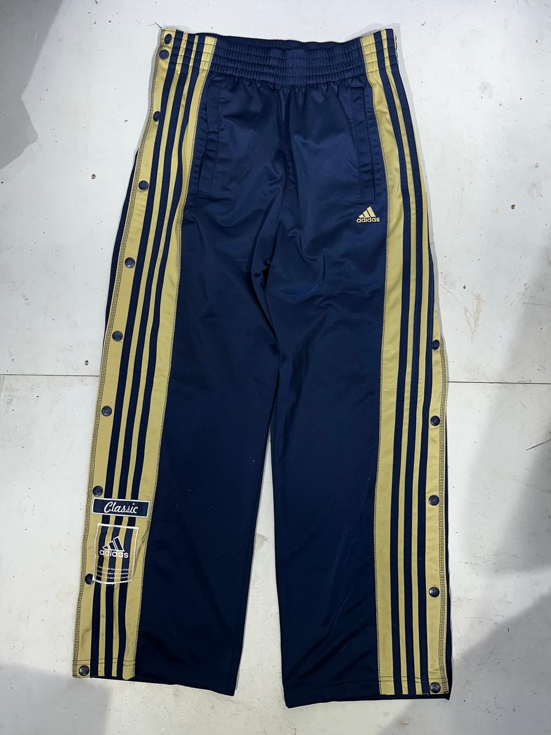 아디다스 네이비 사이드 버튼 스냅 단추 와이드 추리닝 팬츠 댄스 바지 S 상품이미지4