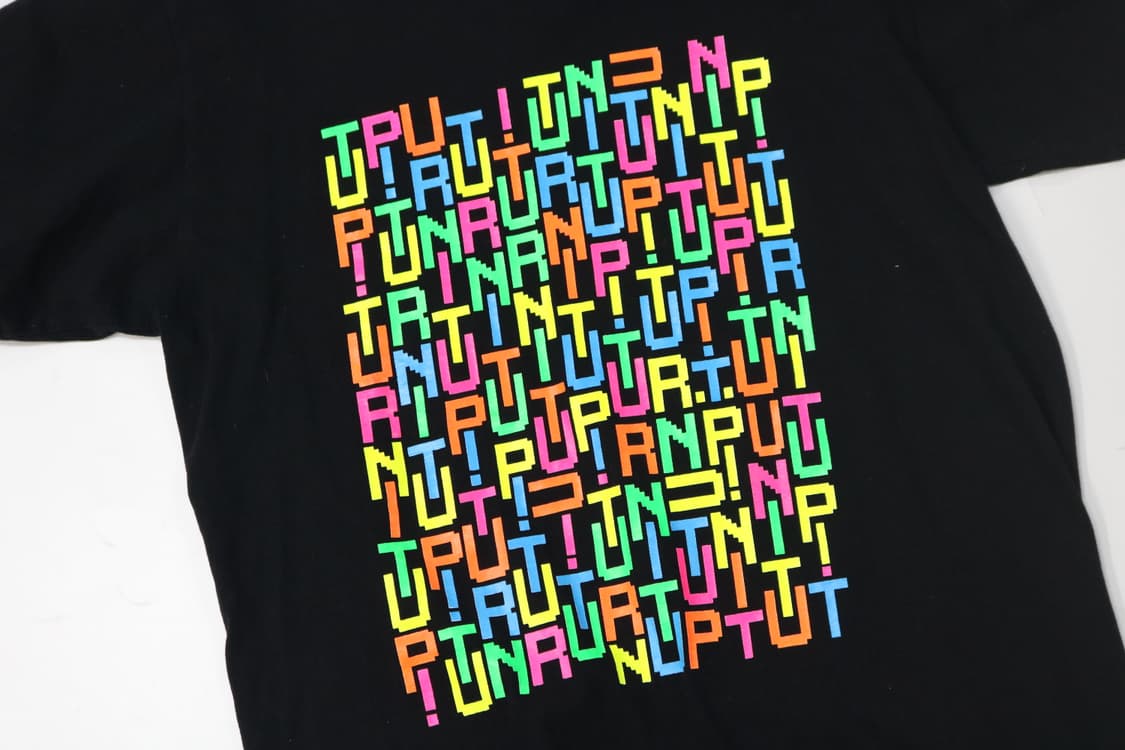 SOFFE 90s 빈티지 네온 픽셀 그래픽 블랙 티셔츠 L 상품이미지4