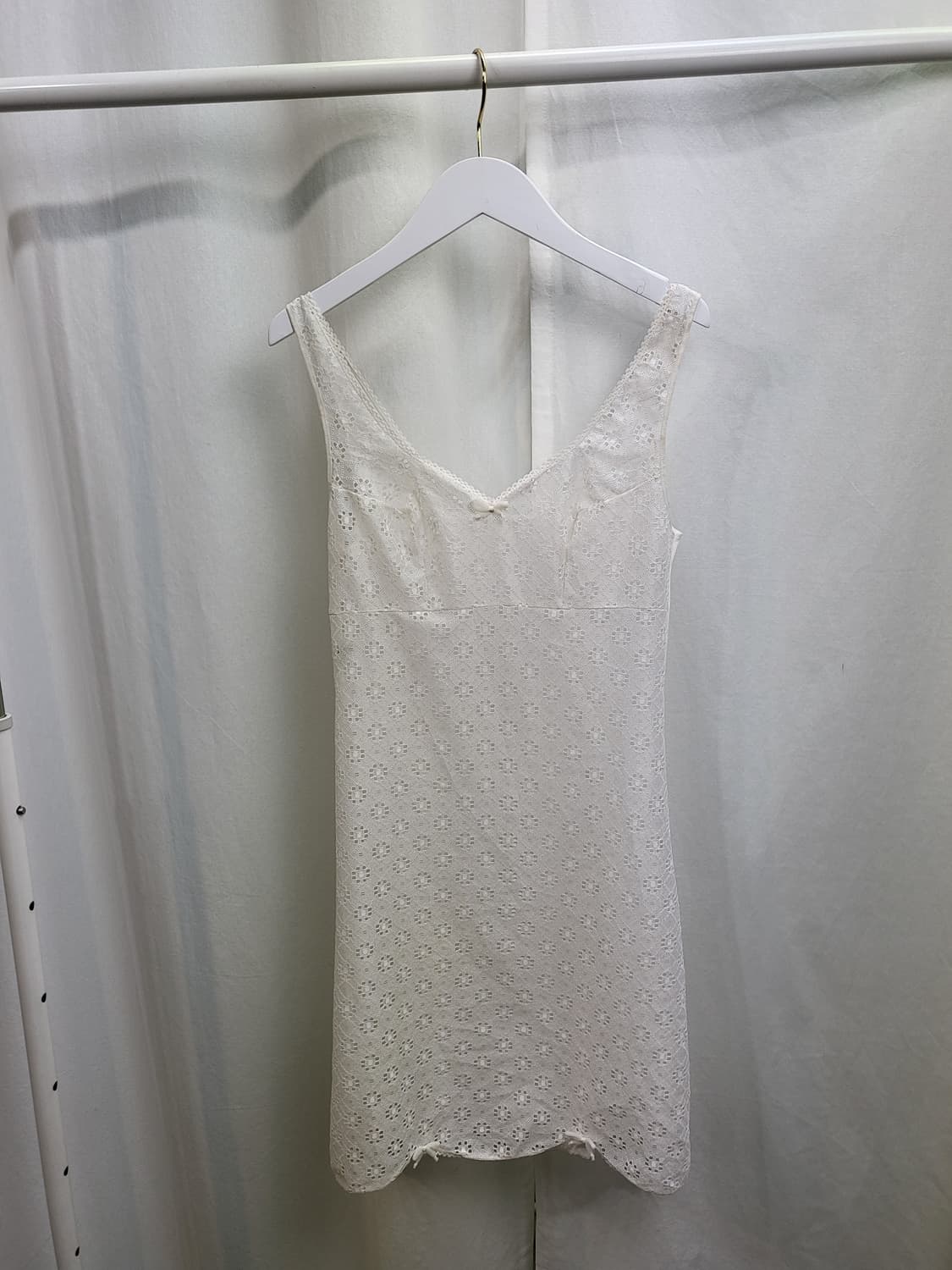 빈티지 퓨어 화이트 레이스 슬립 원피스 상품이미지5