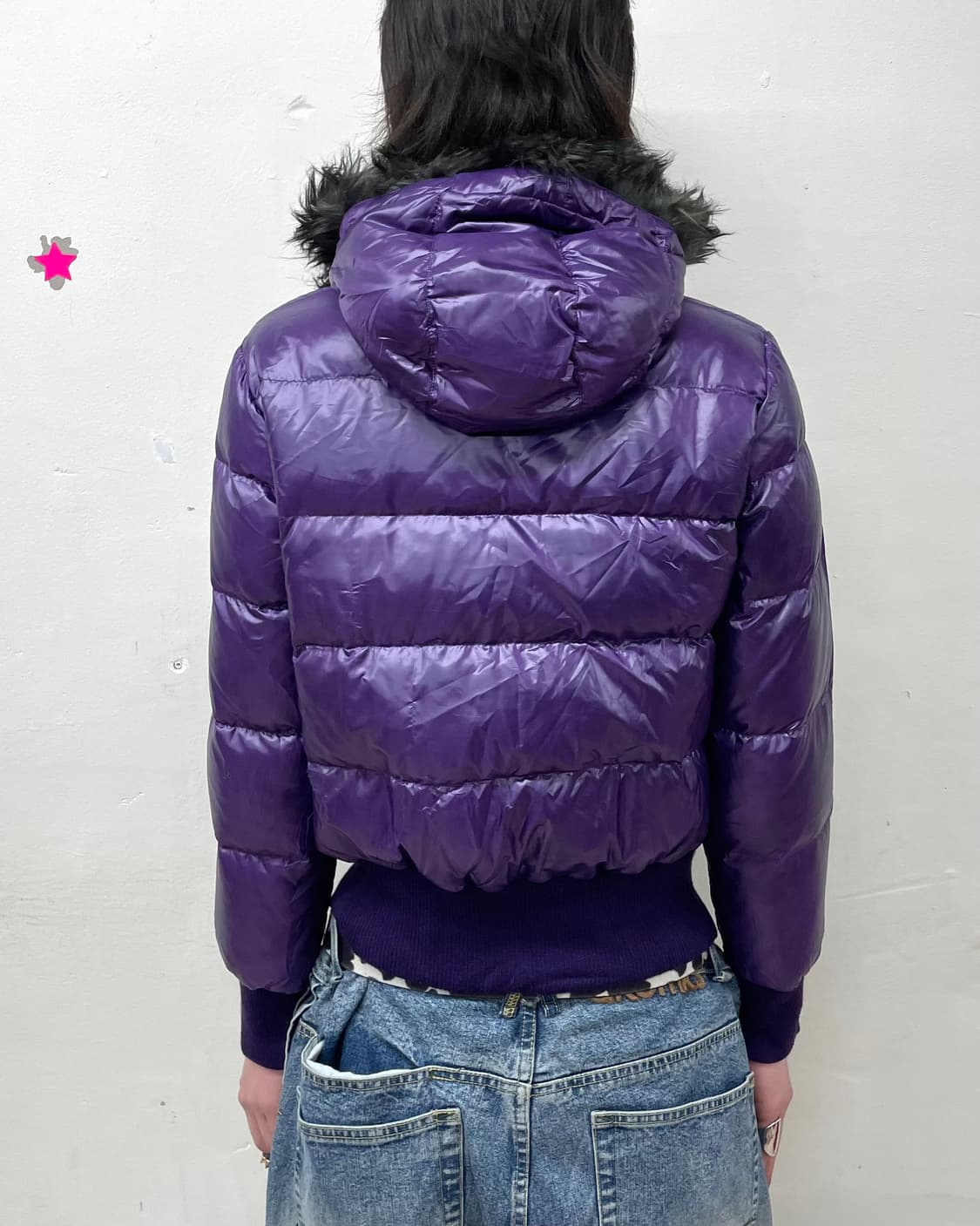Glossy retro purple padded jacket 상품이미지2