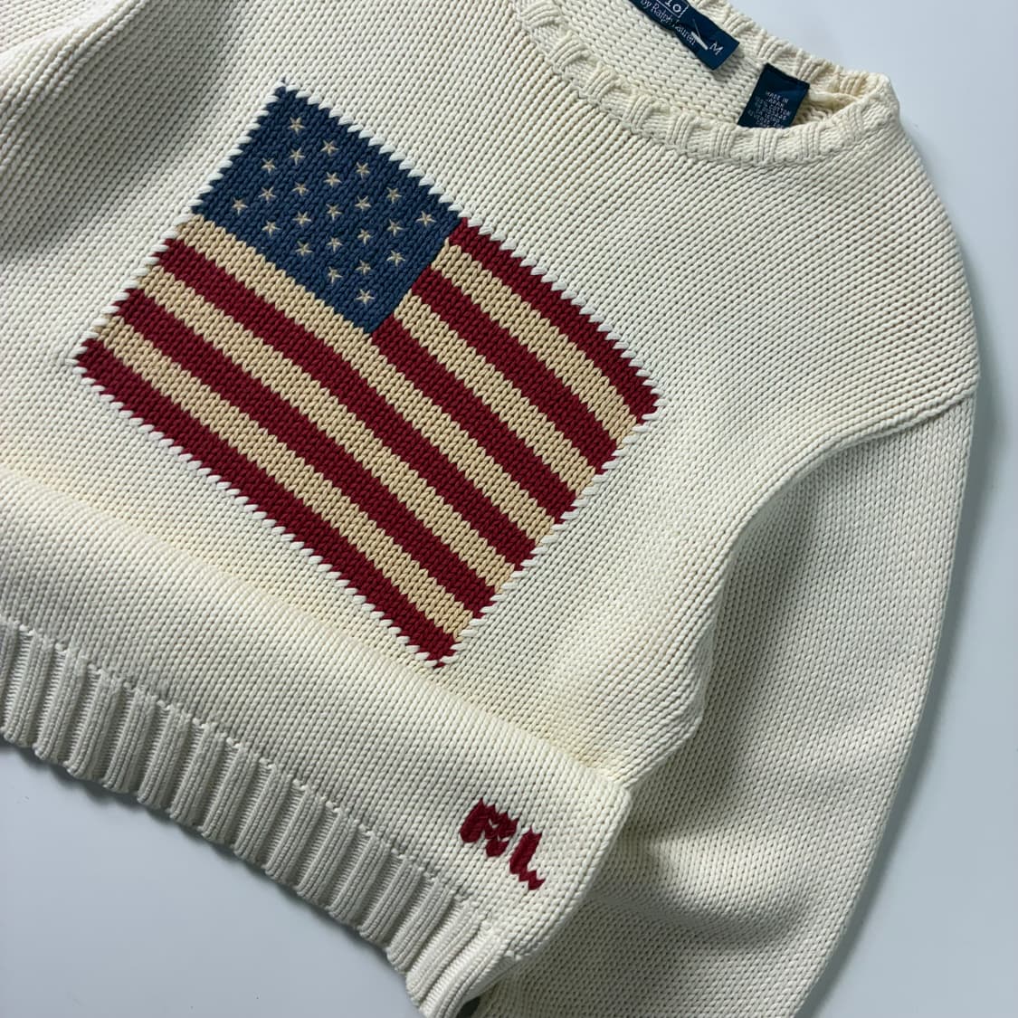 Polo  폴로 랄프로렌 코튼 화이트 성조기 니트  상품이미지3