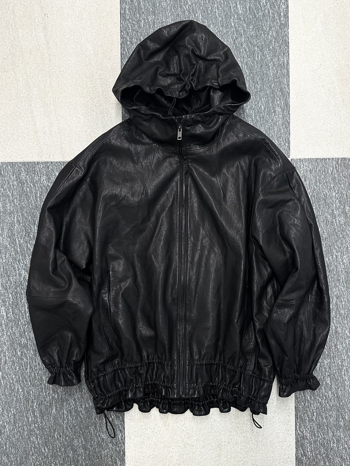 ROBO 램스킨 셔링 후드 레더 자켓  상품이미지1