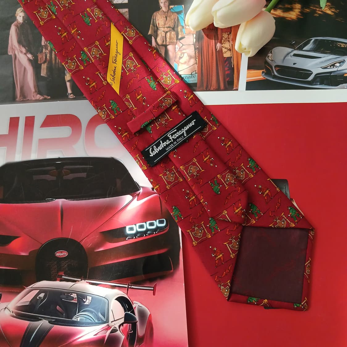 살바토레 페라가모 실크 레드 넥타이 9.7cm A등급 A18854
 상품이미지2