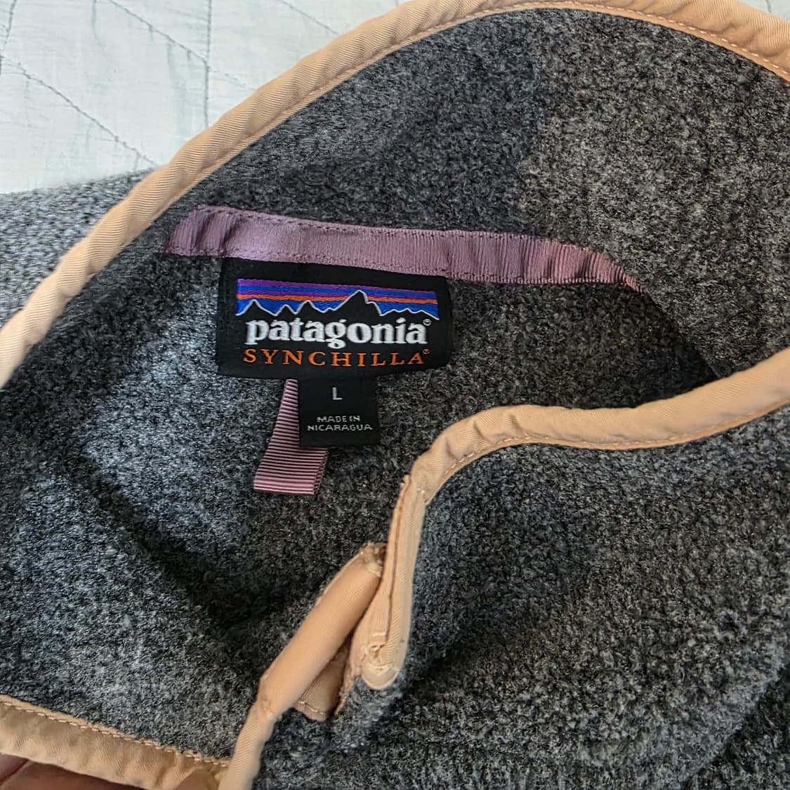 [L] 빈티지 파타고니아 신칠라 플리스 풀오버 그레이/핑크 상품이미지6