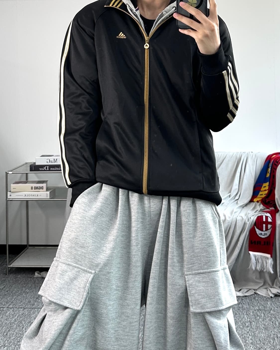 아디다스 블랙 골드 트랙탑 져지 L 상품이미지3