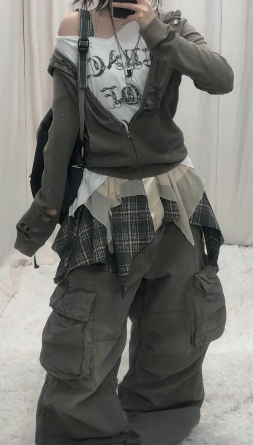 Y2k 선가든 개대장 와투케 그런지 상의셋 상품이미지1