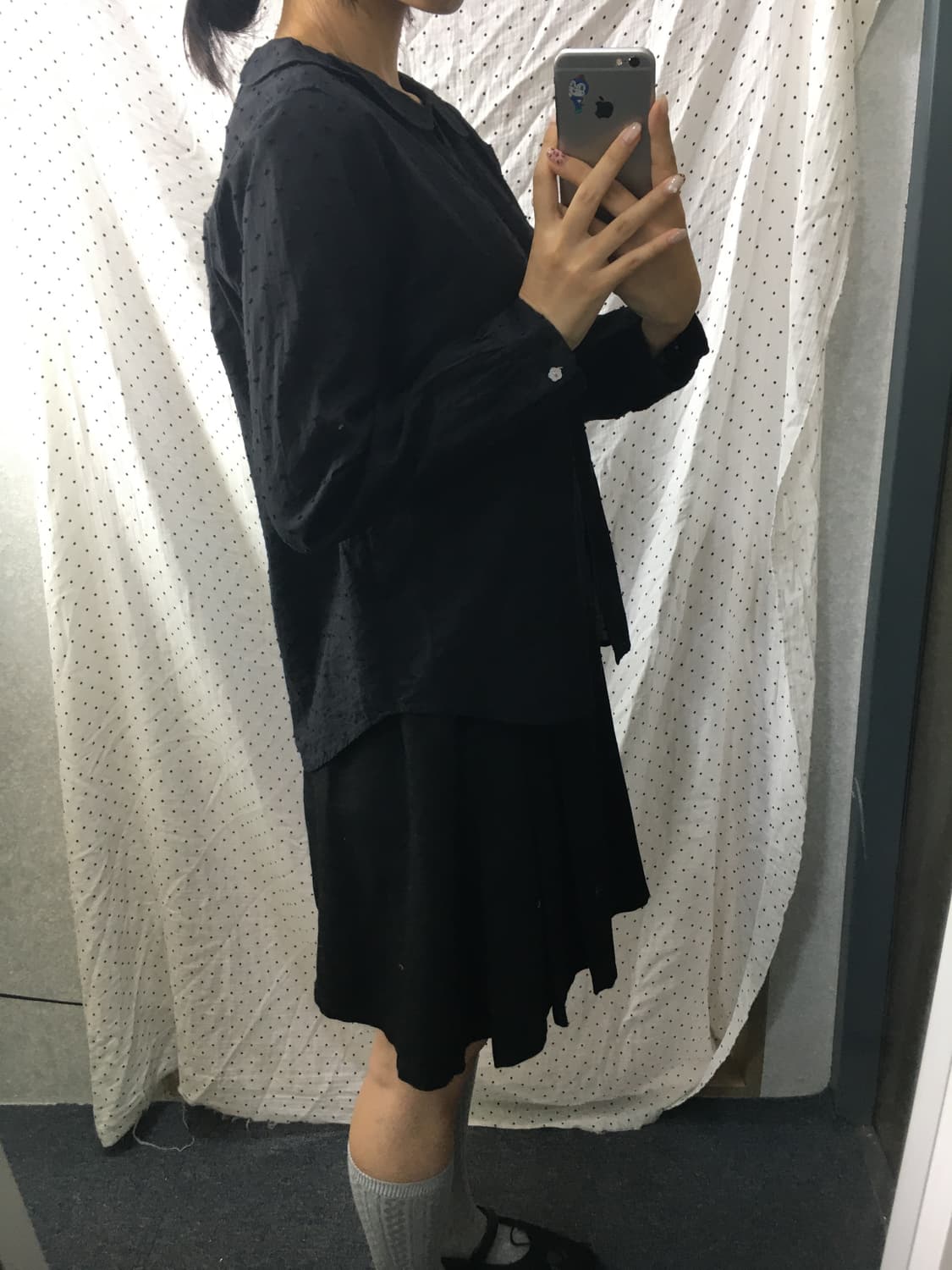 블랙 도트 카라 블라우스 상품이미지5