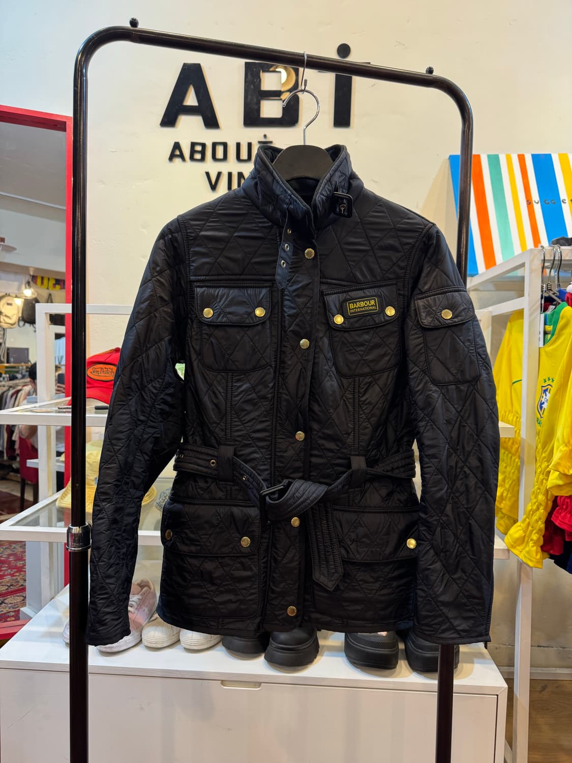 바버 인터내셔널 블랙 폴라 퀼트 자켓 UK10 size 상품이미지1