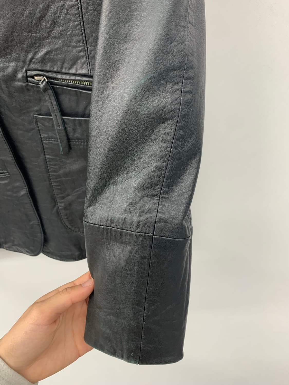 Kiyoko takase 슬림핏 램스킨 레더자켓 상품이미지6