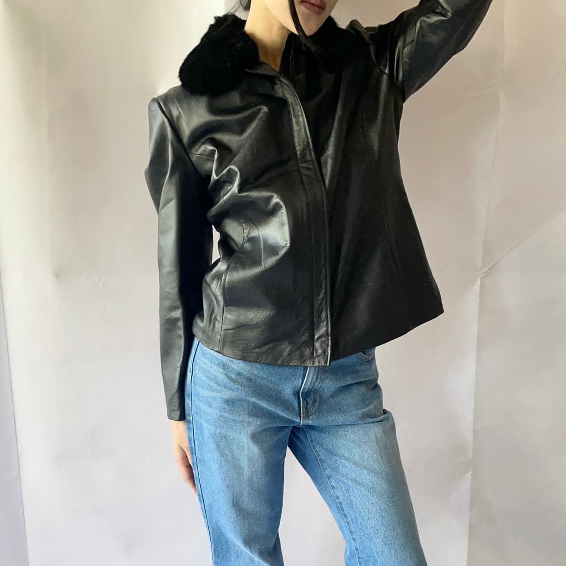 Pigskin fur callar leather jacket 상품이미지1