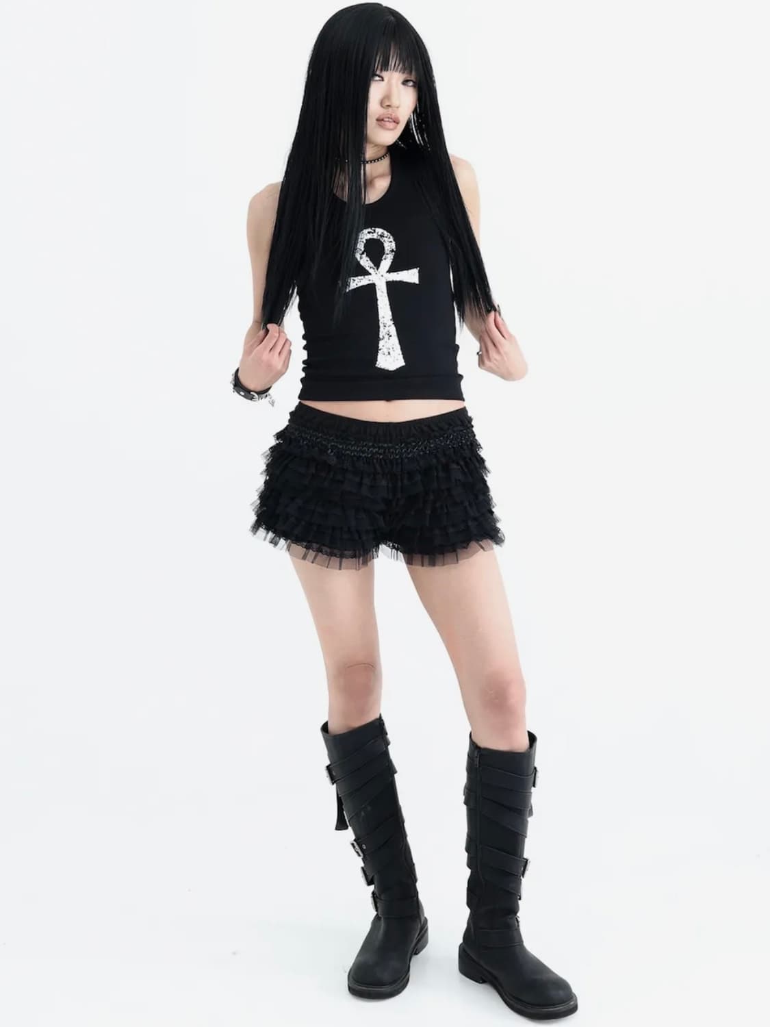 카이야 홀터넥Ankh Halter neck tank top - black 상품이미지1