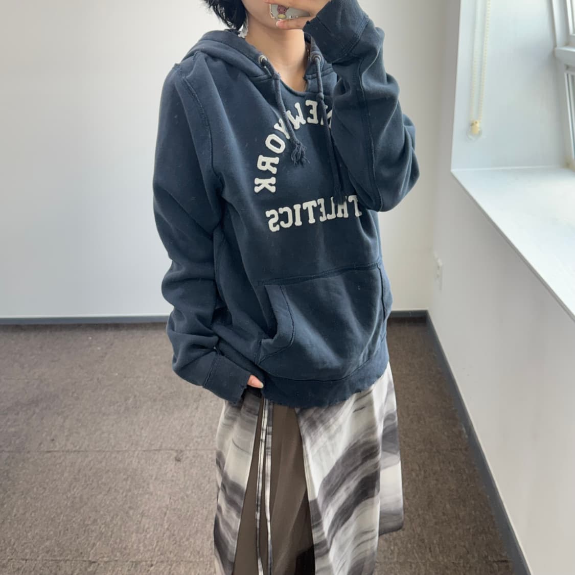 Abercrombie 아베크롬비 아치로고 네이비 후드티 상품이미지2