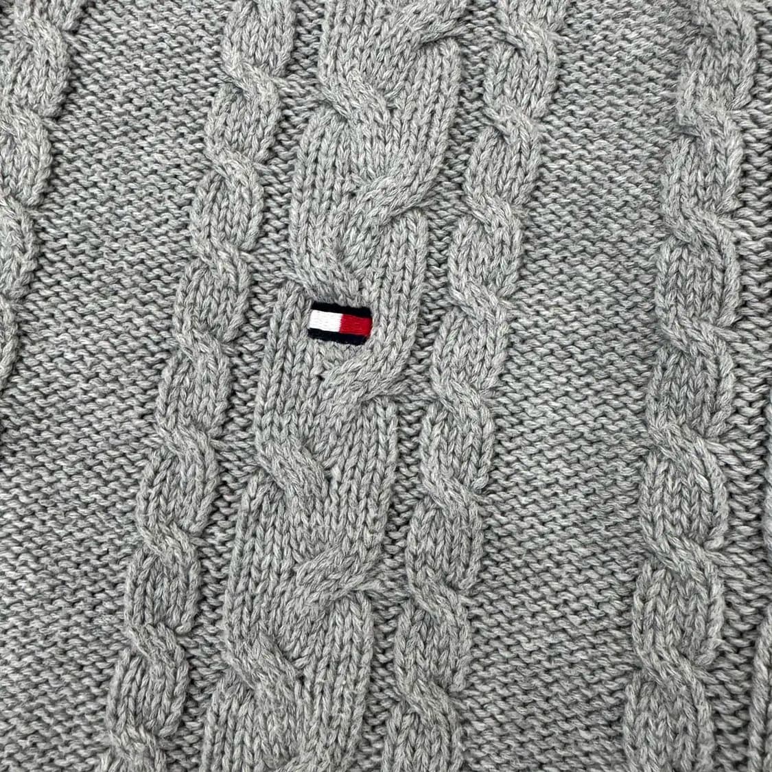 L 타미힐피거 케이블 그레이 라운드 니트  상품이미지3