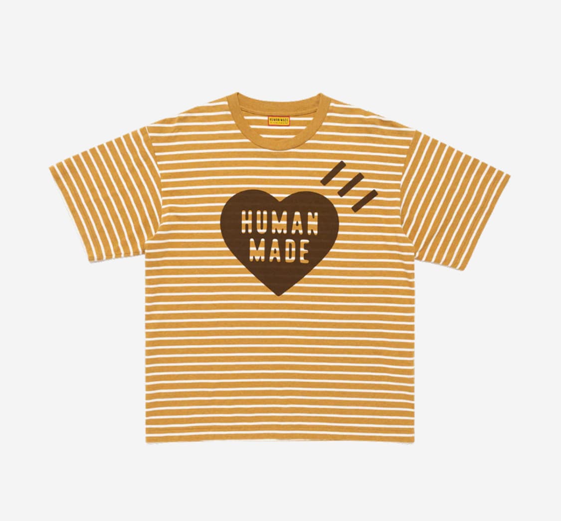 휴먼메이드 하트 스트라이프 티셔츠 (베이지) 상품이미지1