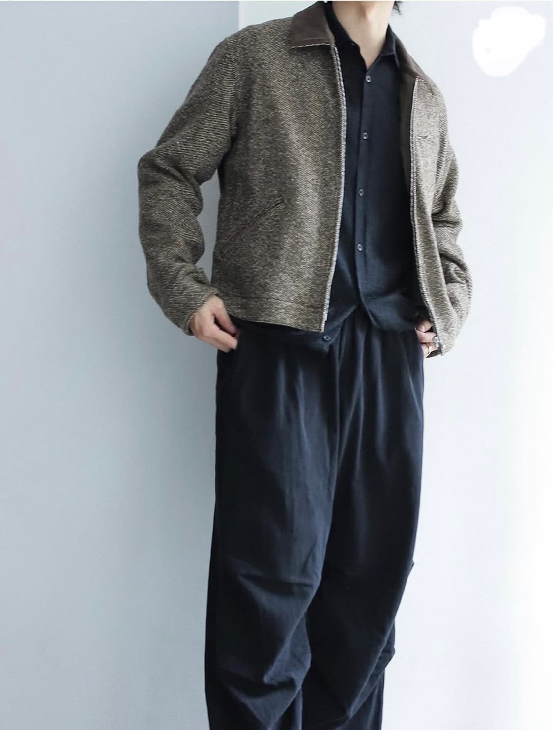 [4사이즈 새상품]오라리 25fw 홈스펀 트위드 블루종 브라운 상품이미지6