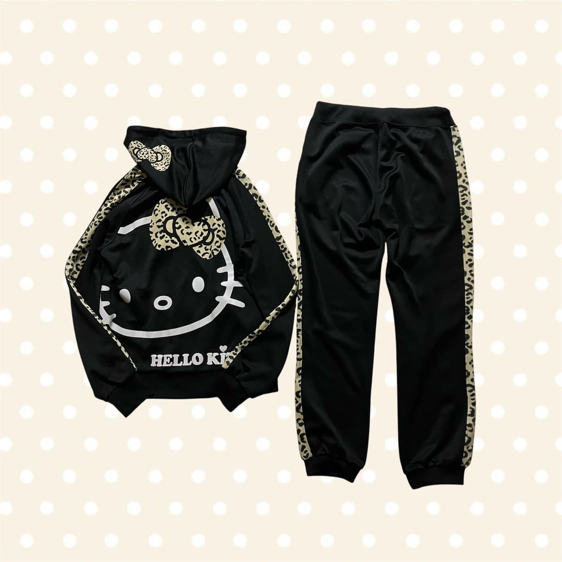 갸루 헬로키티 져지 고전 셋업 레오파드 핀터깔 Hello Kitty 상품이미지2