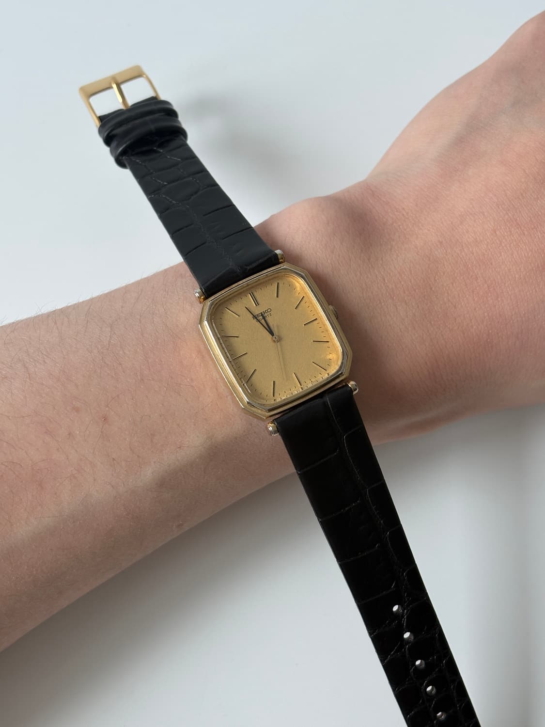 1980년대 골드 플레이크 다이얼 스퀘어 쿼츠 남성 상품이미지8